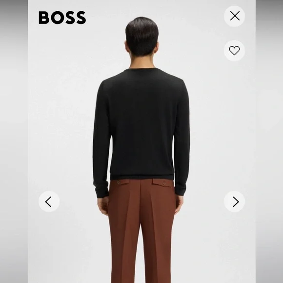 BOSS Slim Fit Black Merino Wool Crewneck Sweater - S - Picture 4 of 16